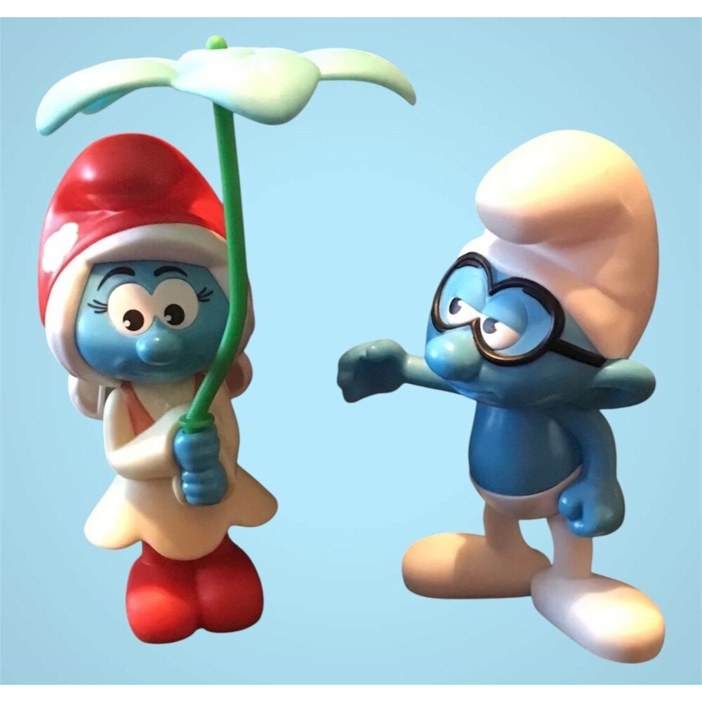SMURFETTE & BRAINY SMURF Lost Village Movie Figures Burger King Collectible Toy